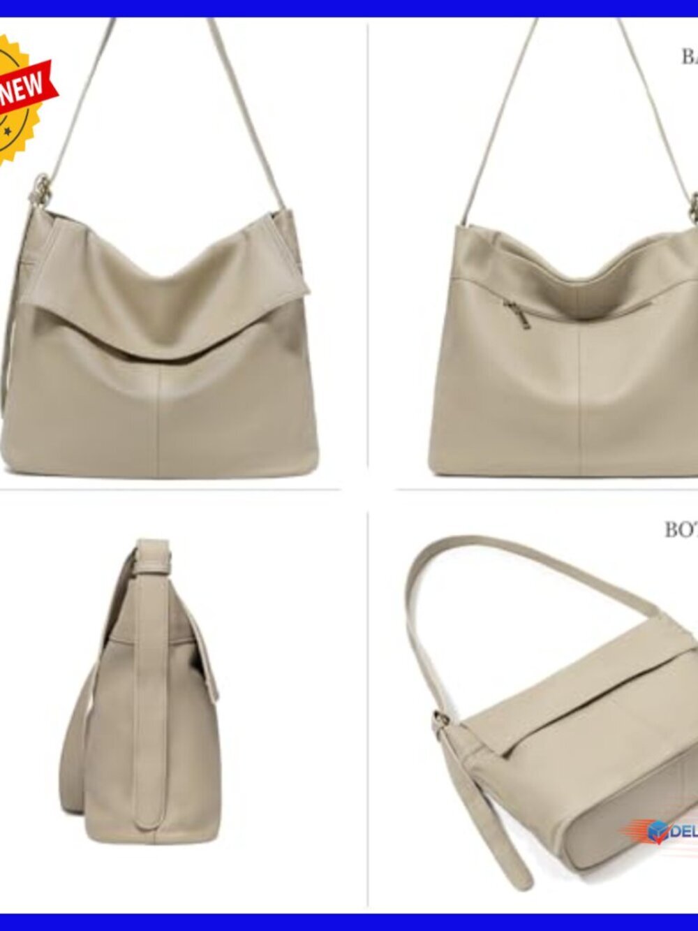 Large Genuine Leather Hobo Shoulder Bag Crossbody Purse Travel Work - Picture 7 of 7